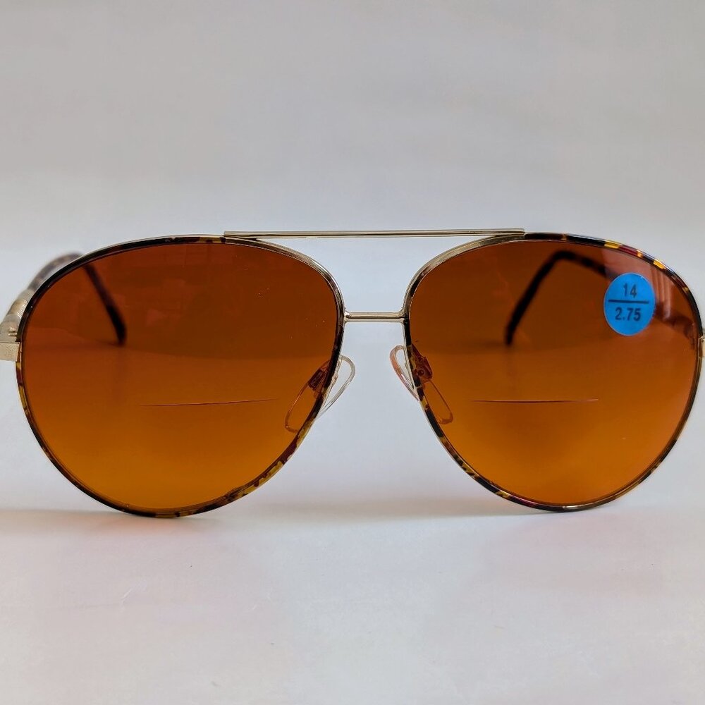 NWT Tru Vintage 90's Large Aviator Metal Style Reading Sunglasses (Gold/Tortuga)